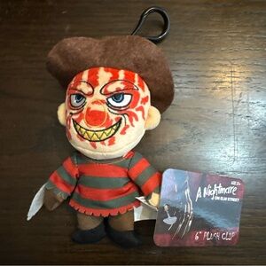 NWT Nightmare On Elm Street Freddy 6” Plush Clip Keychain Stuffed Animal Horror